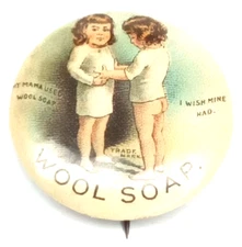 Antique Swift & Co Wool Soap Advertising Pinback Button 1890s Kids