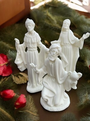 Three Porcelain White Wise Men Perfect For Display Centerpiece 