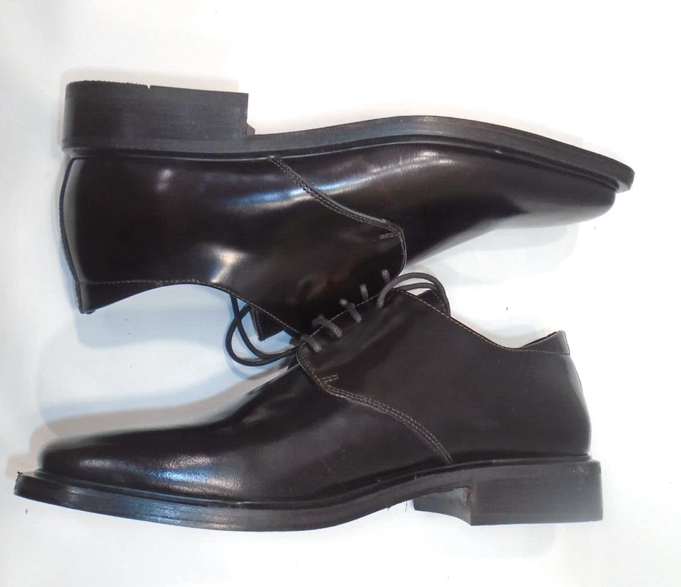 Barneys New York Mens Dark Brown Leather Square Toe Dress Shoes Size 8.5 M EUC - Image 4 of 4