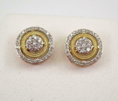 1.00Ct Lab Created Round Diamond Women's Stud Earrings 14K Yellow Gold Finish