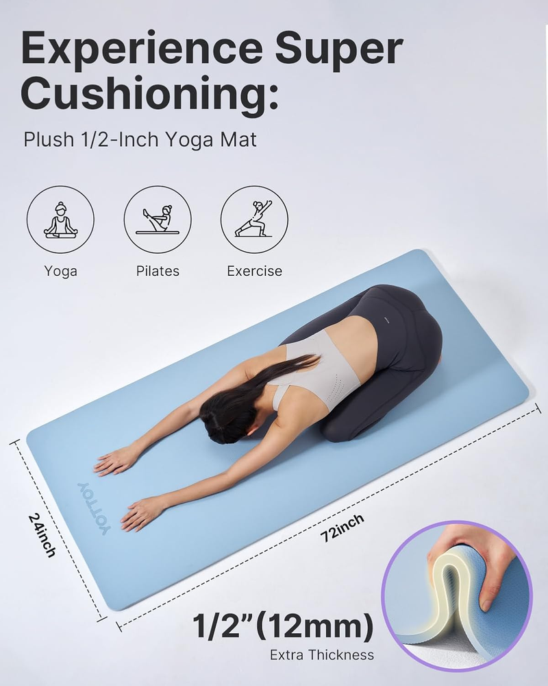 Extra Thick 1/2 Inch TPE Non-Slip Yoga Mat for Professional Workouts