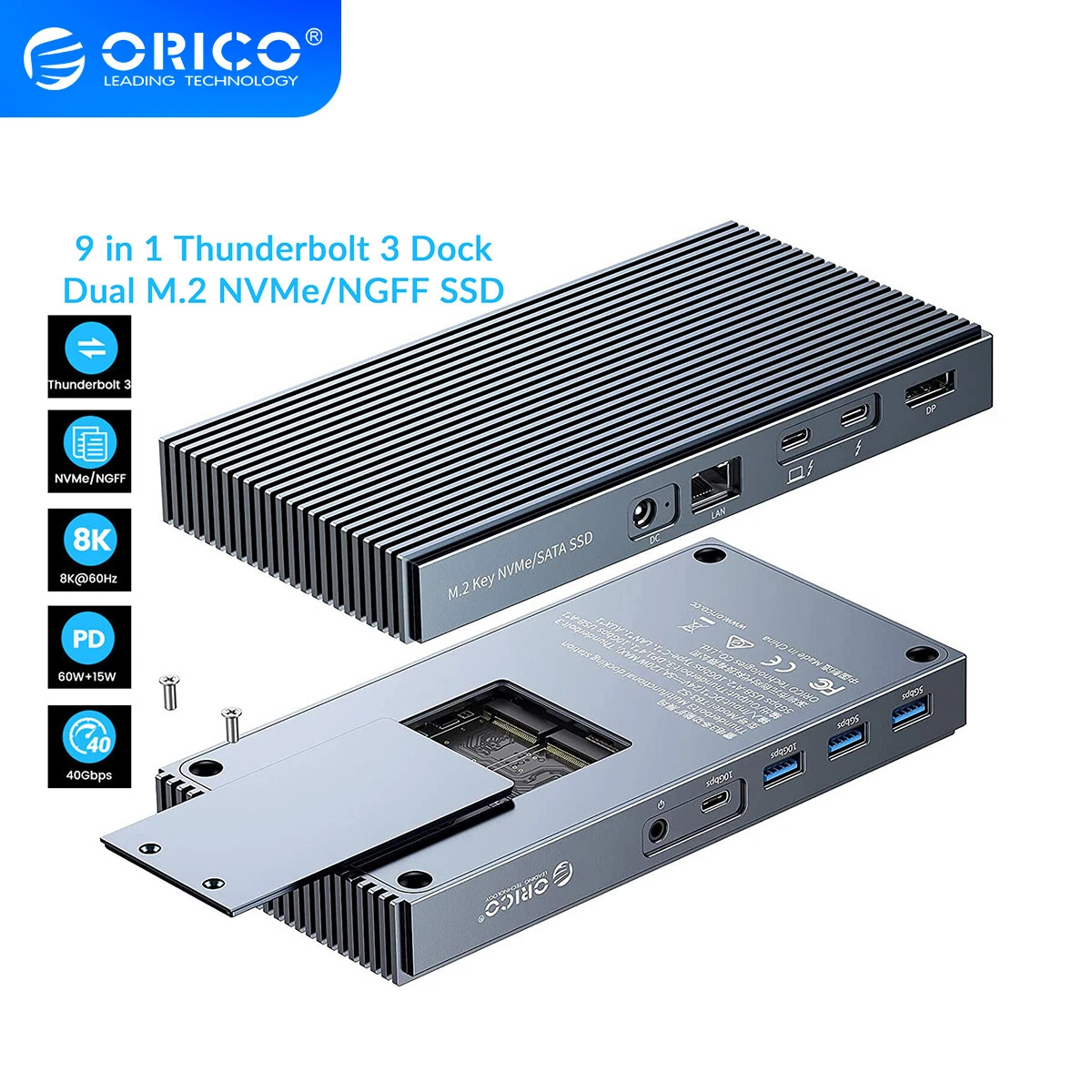 Thunderbolt 3 NVME M.2 SSD Enclosure - Sky Gray - Orico