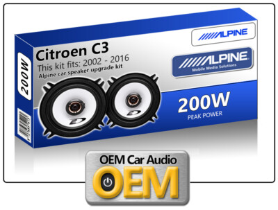 Citroen C3 Rear Door speakers Alpine 13cm 5.25'' car speaker kit 200W Max