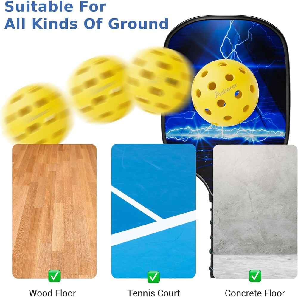 USAPA Approved Yellow Outdoor Pickleball Balls 40 Holes 12-Pack
