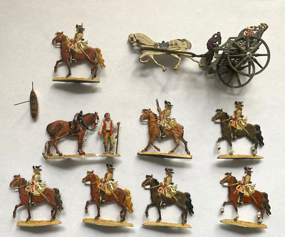 Kleine Gruppe mit Zinnfiguren , dabei eine seltene Kutsche 9 cm - siehe Bilder