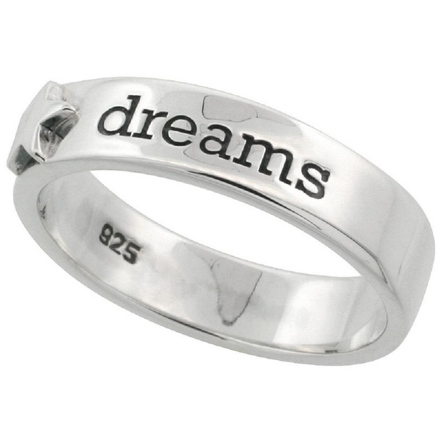 Sterling Silver DREAMS Band Ring w/ Teeny Star, High Polished Flawless