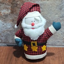 Vintage Plush Santa International Silver Company Plaid Christmas 1997