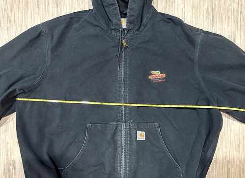 Nice Vintage Distressed Carhartt Hooded Black Jacket USA Dekalb Seed Logo 3XL - Picture 9 of 10