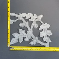 Vintage Pediment Fall Oak Acorn Leaf Wall Décor Cast Aluminum Art Panel 9.5"x8"