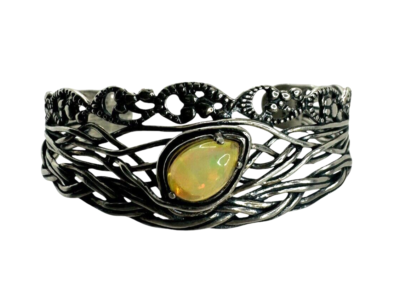 Or Paz Sterling Silver Pear Shaped Ethiopian Opal Cuff  display picture 1