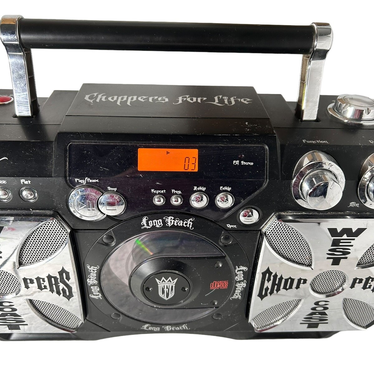 Vtg West Coast Choppers 4 Life Stereo Jammer Boom Box