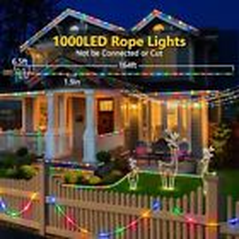 KNONEW 164Ft 1000LED Rope Lights Outdoor Indoor,String 164FT 1000LED