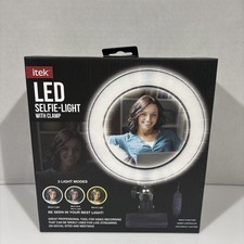 Itek 8" LED Selfie Ring Light with Clamp  Wired Remote 3 Light Modes NIB
