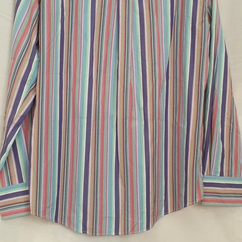 Tommy Hilfiger Slim Fit Men's Large Rainbow Striped Long Sleeve Button Up Shirt - Picture 8 of 10