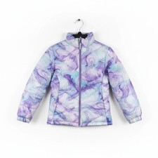 ZeroXposur Girls Size 10/12 Quilted Puffer Jacket Purple Blue Marble Swirl NWOT