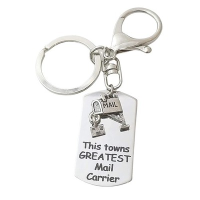 Mail Carrier Keychain, Metal, Engraved, Swivel, Mailman, Post Office, Gift