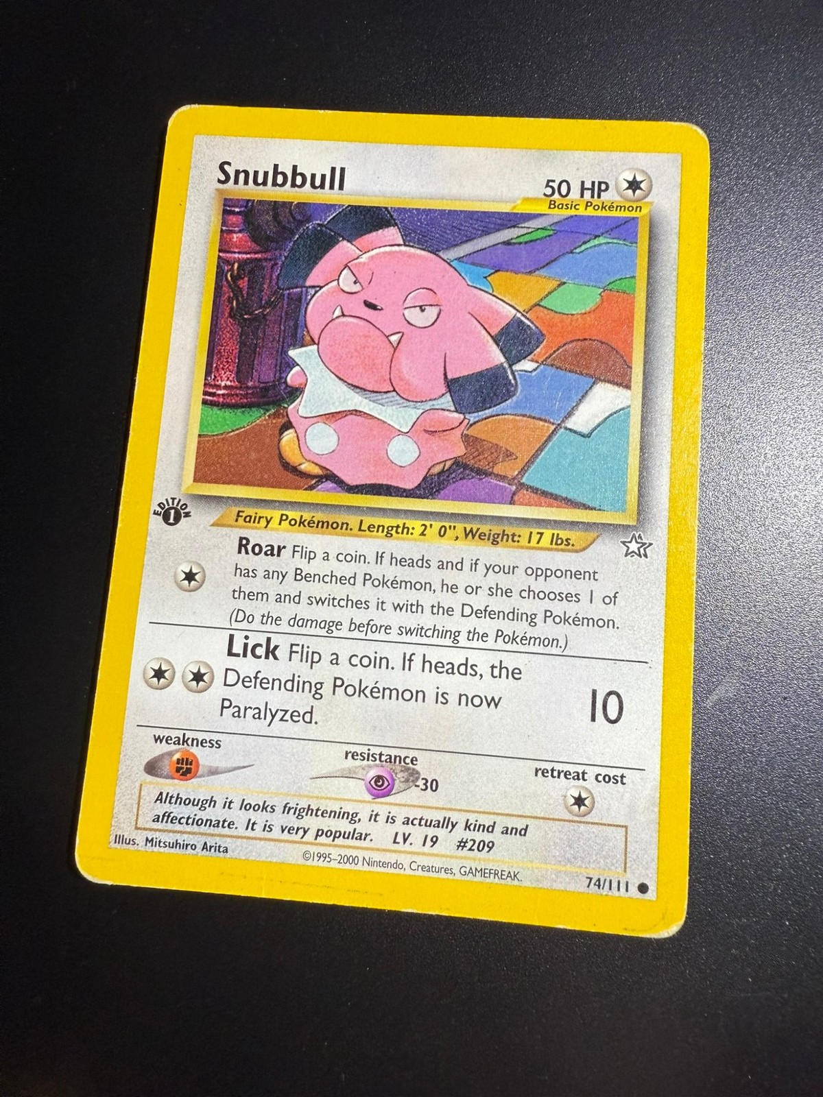 SNUBBULL 74/111 COMMON NEO GENESIS POKEMON HEAVILY PLAYED 1ST EDITION
