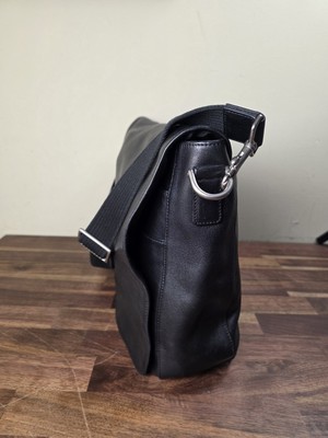 Vintage COACH Black Full Grain Leather Messenger Bag Briefcase