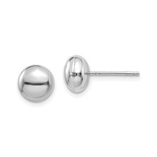 14k White Gold Ball Stud Earrings Women Polished Dome Minimalist Everyday Jewelr