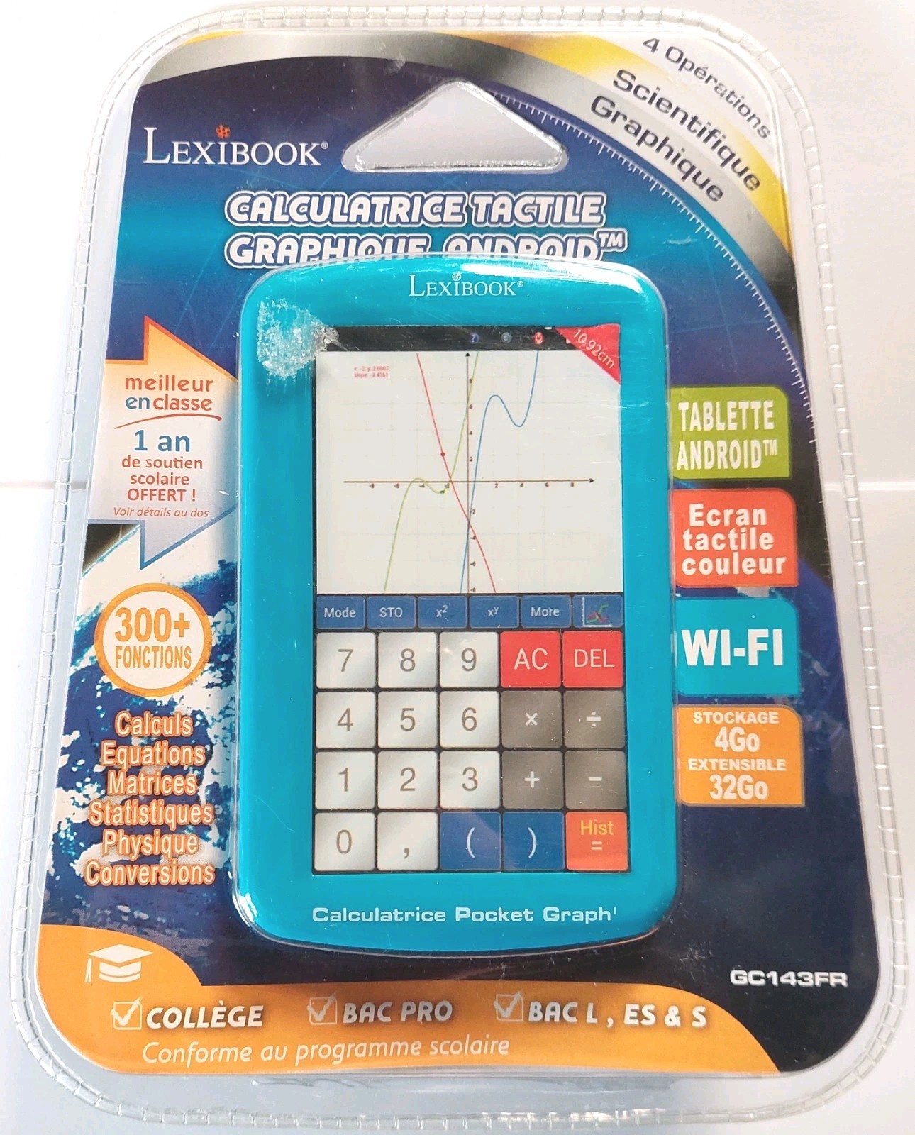 Calculatrice tactile Android Lexibook GC143FR avec tracé graphique couleur