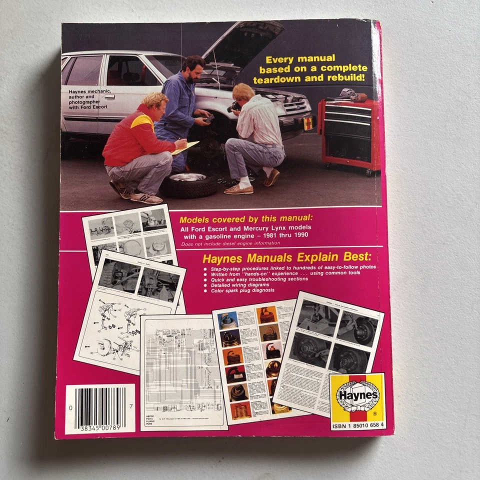 Haynes 789 81-90 Ford Escort / Mercury Lynx Auto Repair Manual Guide - Chilton - Image 2 of 4