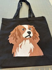 Adorable Artisan Crafted Appliqu  Dog Tote Bag   Customizable Canvas Bag Color