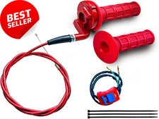7/8" Twist Throttle Grips & Cable Kit for 50-250cc Pit Mini Dirt Bike (Red)
