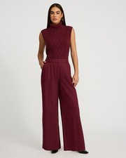 NEW EXPRESS 88 BURGUNDY HEATHERED HIGH WAISTED EDITOR RELAXED TROUSER PANTS 8