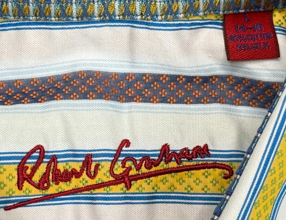 Robert Graham Boys Youth Striped Long Sleeve Shirt Size L 14-16 - Image 4 of 4