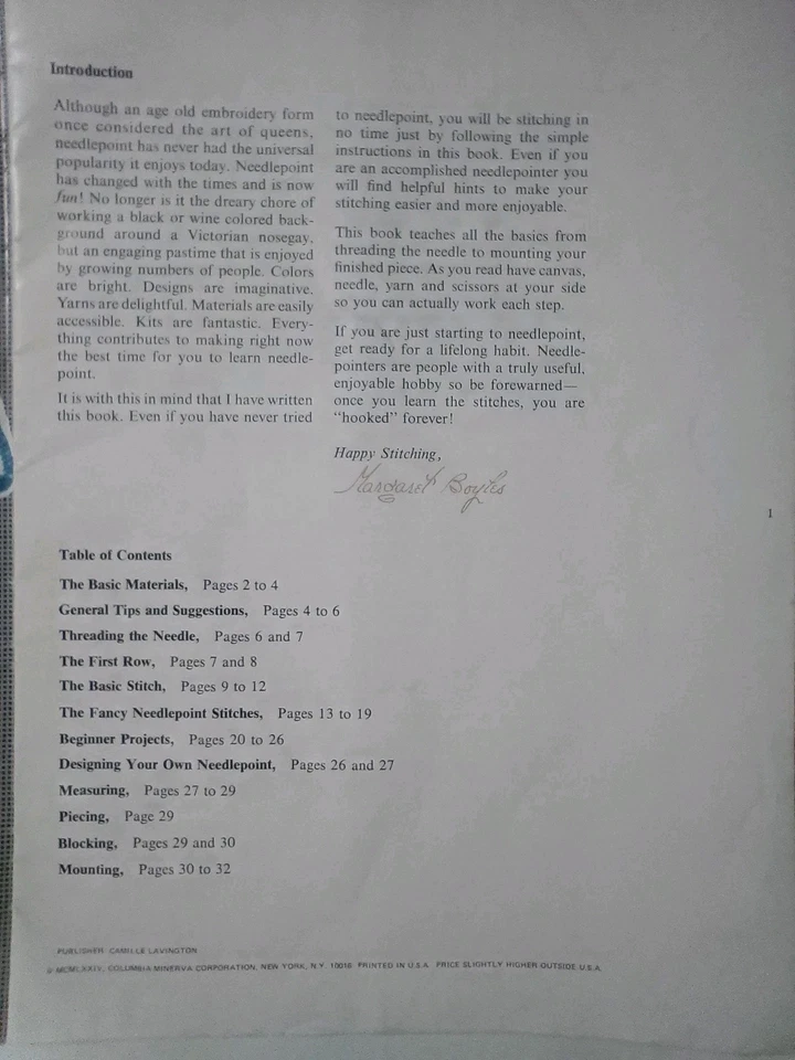 Columbia Minerva Beginner's Needlepoint Book 1974 Revised Edition Book 207 - Image 2 of 4