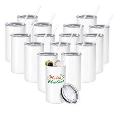 16 Pack Sublimation Tumblers Blanks Bulk Sublimation Cups Skinny Straight Tum...