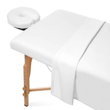 Saloniture 3-Piece Microfiber Massage Table Sheet Set - 3 Piece Set, White