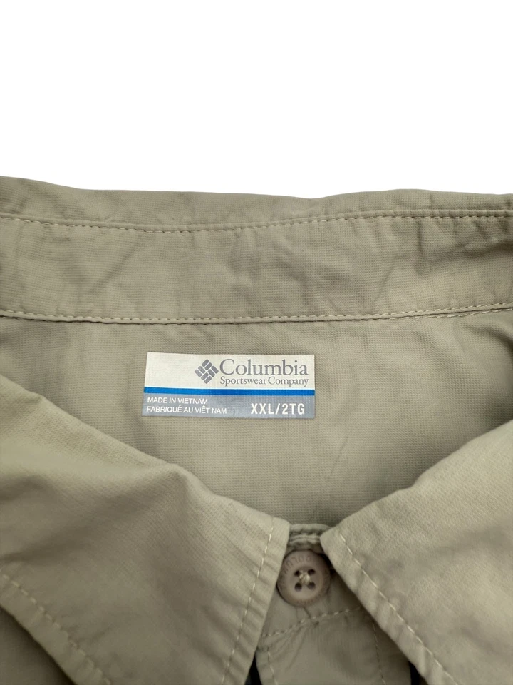 Columbia Hommes Décontracté 100% NYLON Manches Courtes Beige Chemise Taille 2XL - Photo 4/4