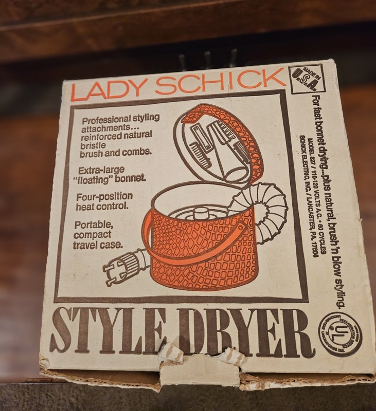 Vintage Lady Schick Model 327 Dryer With Brush Attachments And Red Travel Case