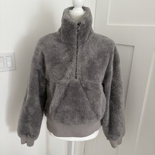 Varley Sherpa Fleece Pullover Jacket Gray Half Zip Cozy Soft Sz XS 58