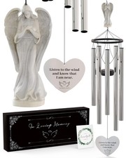 Angel Memorial Wind Chimes for Loss of Loved - 34" Large Sympathy Wind Chimes...