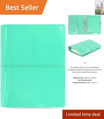 Stylischer A5 Lack Türkis Organizer - Elastischer Verschluss & viel Stauraum