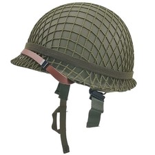 Helmet, WW2 Gear, WW2 Helmet Metal Steel Shell Replica with Net/Canvas Chin