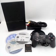 PlayStation 2 PS2 Slim Black Console & Stand 3 Games SCPH-70000 Japanese Tested