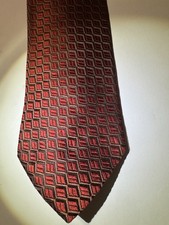 Ermenegildo Zegna Men's Jacquard Geometric Tie Red Black Classic Style