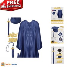 Elegant Preschool Graduation Gown and Cap Set with 2026 Charm - Blue Size 27