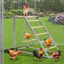 Chicken Perch Ladder for Coop w/ Swing Chicken Roosting Bar Poultry Habitat Ramp