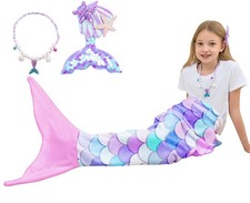 Mermaid Tail Blanket for Girls Soft Flannel Wearable Blanket Sleeping Snuggle...