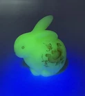 FENTON Bunny Rabbit CUSTARD Uranium Hand Painted ROSE Chubby Easter
