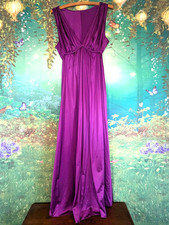 VTG Vanity Fair Silky Nylon Nightgown Braided Tie Back 34 Goddess Purple 203
