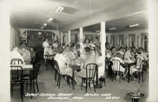 Dowagiac MI Shady Shores Resort Dewey Lake Dining Room RPPC Photo Postcard COPY