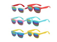 6 Pack Kids Sunglasses Bulk with UV Protection - 3 Solid  3 Dual-Color Frame...