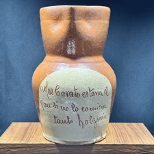 Spanish Folk Art Rustic Pottery Water Jug Pitcher Earthenware Terracotta Handmad