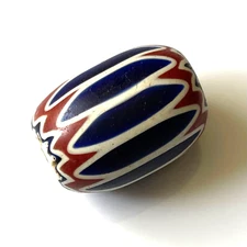 Large Old Blue Venetian 6 Layer Chevron Glass African Trade Bead