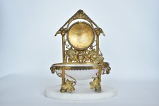 Antique Victorian French Gilt Metal Glass Stone Pocket Watch Display Stand